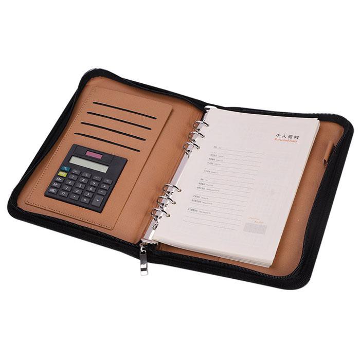 Zip Leather Notebook With Calculator
